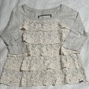 Abercrombie & Fitch Cream Lace Detail Top